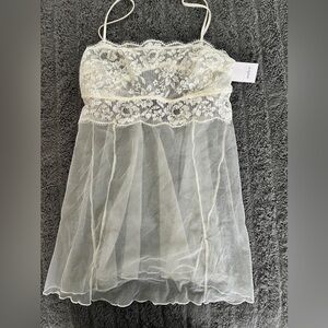 Auden Cream Lace Sheer Top